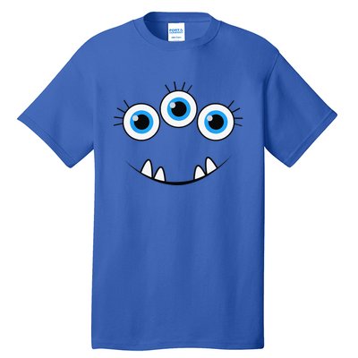 Three Eyed Eyeballs Monster Face Funny Halloween Cute Tall T-Shirt