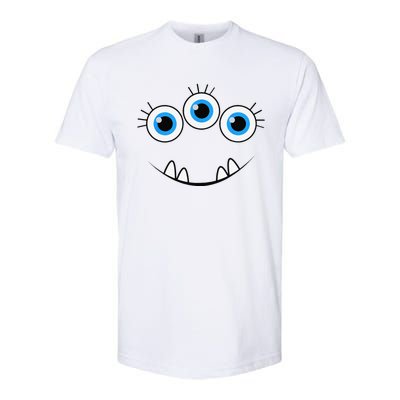 Three Eyed Eyeballs Monster Face Funny Halloween Cute Softstyle CVC T-Shirt