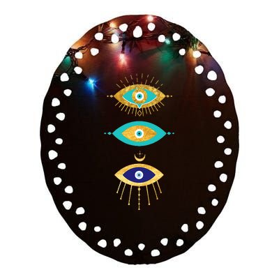 The Evil Eye Curse Protection Ceramic Oval Ornament