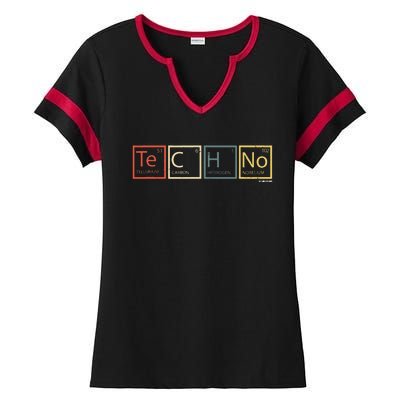 Techno Elements Festival Dark Techno Rave Ladies Halftime Notch Neck Tee