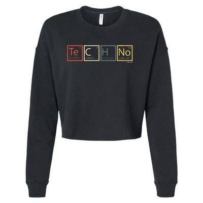 Techno Elements Festival Dark Techno Rave Cropped Pullover Crew