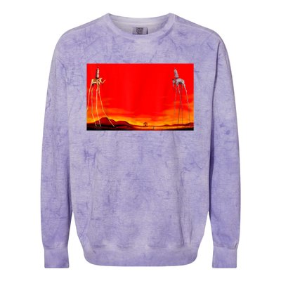 The Elephants Famous Painting By Dali Colorblast Crewneck Sweatshirt