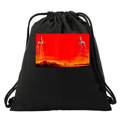 The Elephants Famous Painting By Dali Drawstring Bag