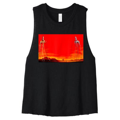 The Elephants Famous Painting By Dali Women's Racerback Cropped Tank