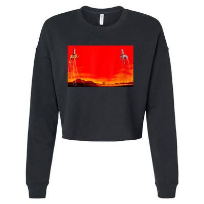 The Elephants Famous Painting By Dali Cropped Pullover Crew