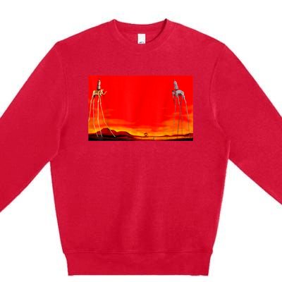 The Elephants Famous Painting By Dali Premium Crewneck Sweatshirt