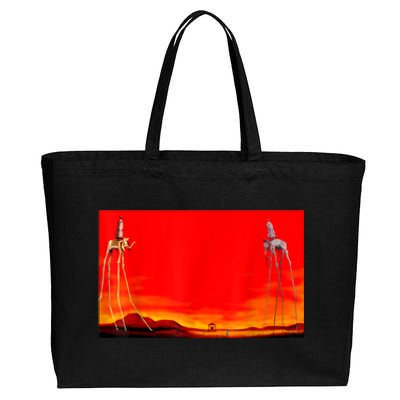 The Elephants Famous Painting By Dali Cotton Canvas Jumbo Tote