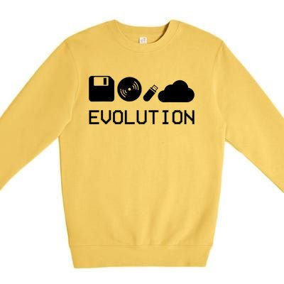 Technology Evolution Floppy Disk To The Cloud Premium Crewneck Sweatshirt