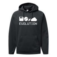 Technology Evolution Floppy Disk To The Cloud Performance Fleece Hoodie