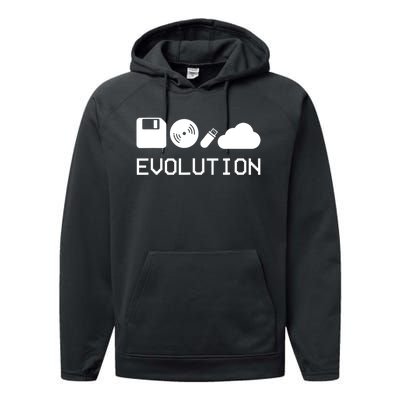 Technology Evolution Floppy Disk To The Cloud Performance Fleece Hoodie