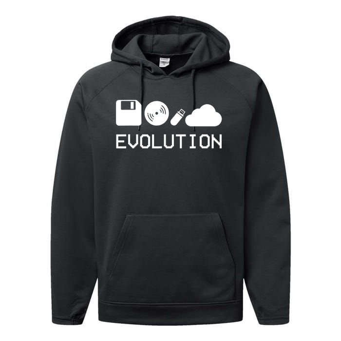 Technology Evolution Floppy Disk To The Cloud Performance Fleece Hoodie