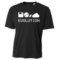 Technology Evolution Floppy Disk To The Cloud Cooling Performance Crew T-Shirt