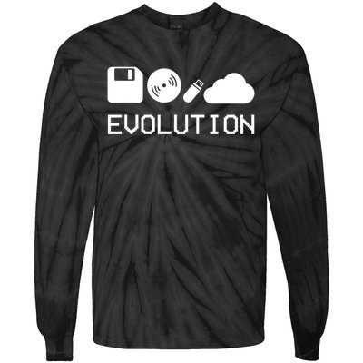 Technology Evolution Floppy Disk To The Cloud Tie-Dye Long Sleeve Shirt