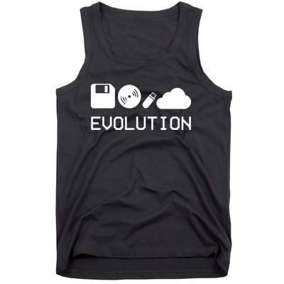 Technology Evolution Floppy Disk To The Cloud Tank Top