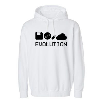 Technology Evolution Floppy Disk To The Cloud Garment-Dyed Fleece Hoodie