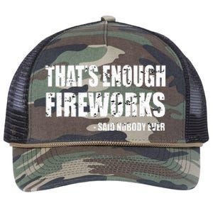 Thats Enough Fireworks Said Nobodyever Retro Rope Trucker Hat Cap