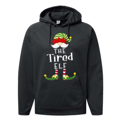 Tired Elf Group Christmas Funny Pajama Party Performance Fleece Hoodie