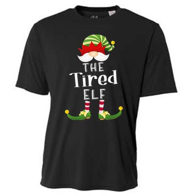 Tired Elf Group Christmas Funny Pajama Party Cooling Performance Crew T-Shirt