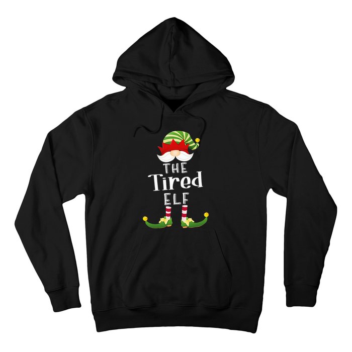 Tired Elf Group Christmas Funny Pajama Party Hoodie