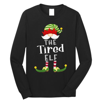 Tired Elf Group Christmas Funny Pajama Party Long Sleeve Shirt