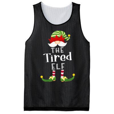 Tired Elf Group Christmas Funny Pajama Party Mesh Reversible Basketball Jersey Tank