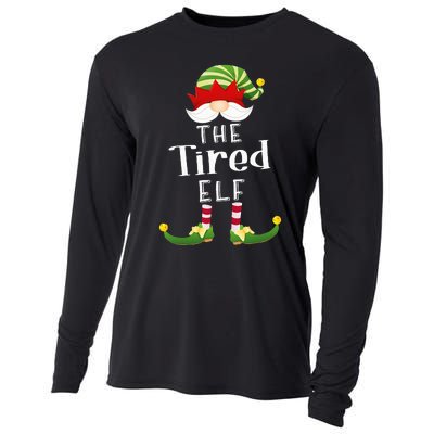 Tired Elf Group Christmas Funny Pajama Party Cooling Performance Long Sleeve Crew