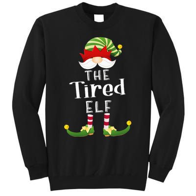 Tired Elf Group Christmas Funny Pajama Party Tall Sweatshirt