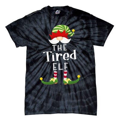 Tired Elf Group Christmas Funny Pajama Party Tie-Dye T-Shirt