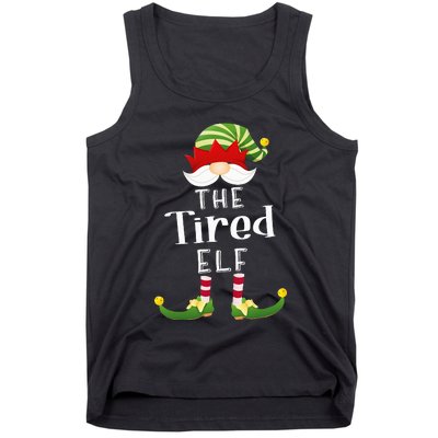 Tired Elf Group Christmas Funny Pajama Party Tank Top