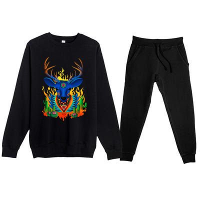 Third Eye Huichol Deer Premium Crewneck Sweatsuit Set