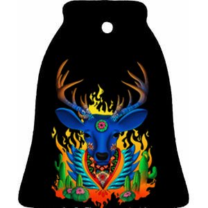 Third Eye Huichol Deer Ceramic Bell Ornament