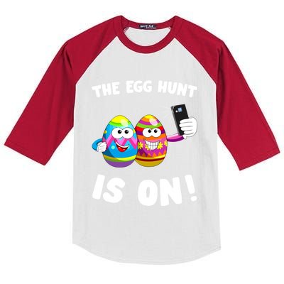 The Egg Hunt Is On Easter Day Hunt Easter Bunny Gift Kids Colorblock Raglan Jersey