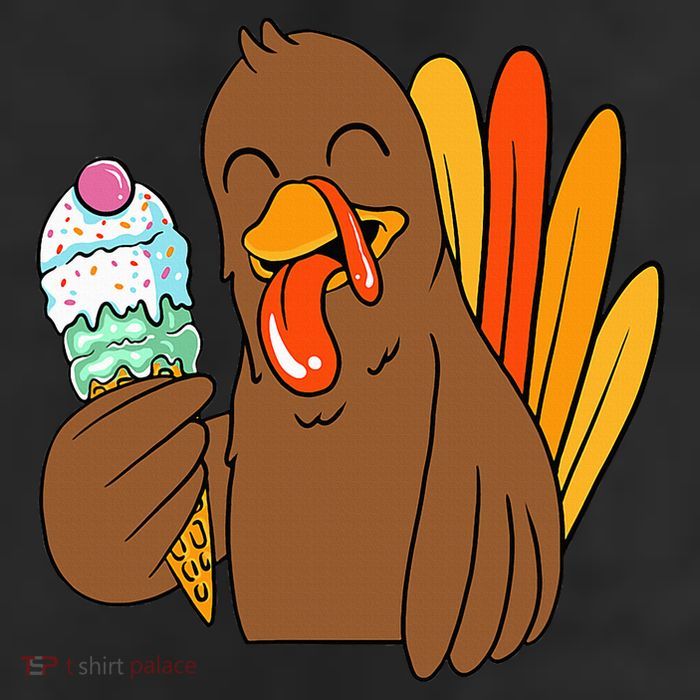 Turkey Eating Ice Cream Thanksgiving Day Funny Fall Autumn Cool Comfort Performance Bucket Hat
