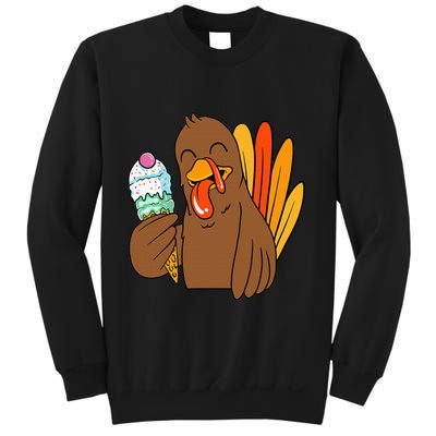 Turkey Eating Ice Cream Thanksgiving Day Funny Fall Autumn Sweatshirt