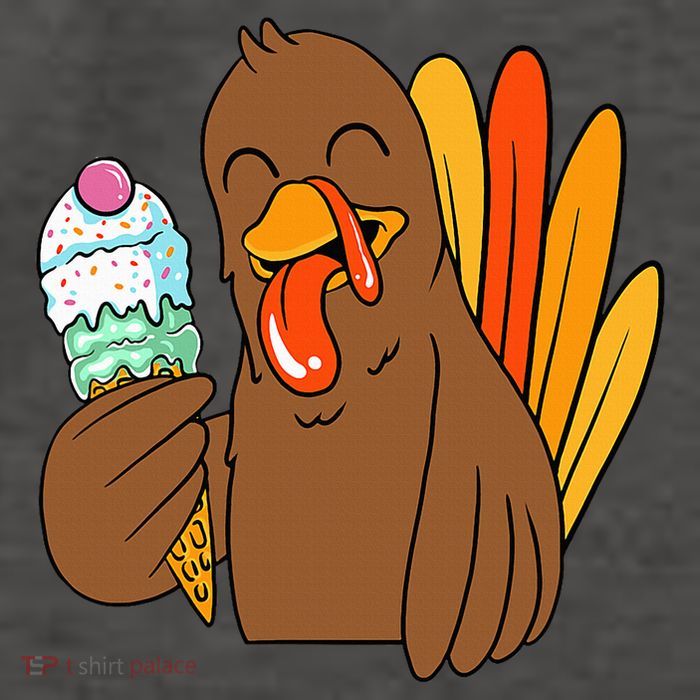Turkey Eating Ice Cream Thanksgiving Day Funny Fall Autumn Vector Backpack