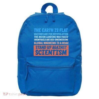 The Earth Is Flat Funny Earth Flat Society Graphic Great Gift 16 in Basic Backpack