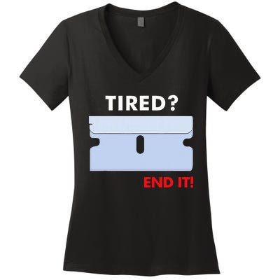 Tired End It New Women's V-Neck T-Shirt