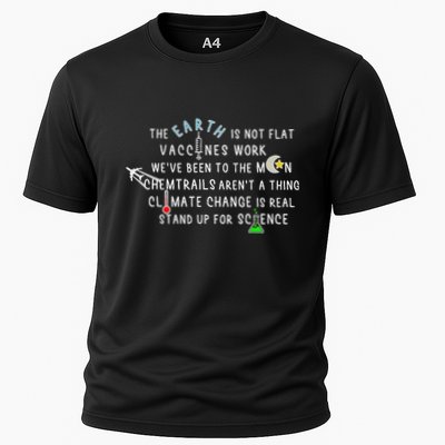 The Earth Is Not Flat Vaccines Work We’Ve Been To The Moon Cooling Performance Crew T-Shirt