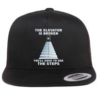 The Elevator Is Broken Sober Sobriety Aa Na Flat Bill Trucker Hat