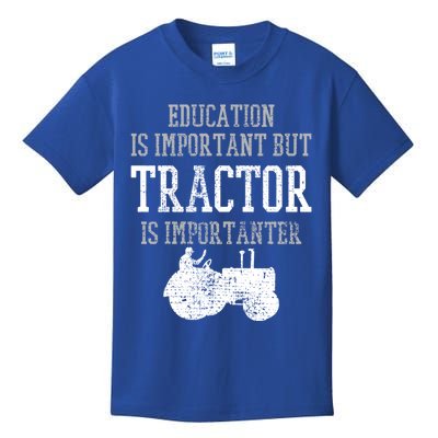 Tractors Education Is Important Funny Truck Farmer Gift Kids T-Shirt