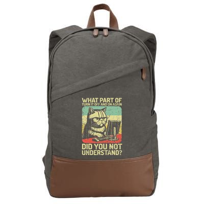 Tech Engineer I Turn Off And On Again I Computer It Guy Cotton Canvas Backpack