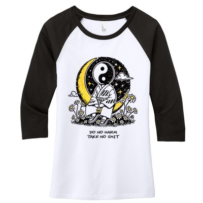 Third Eye Kingdom Do No Harm Take No Shit Women's Tri-Blend 3/4-Sleeve Raglan Shirt