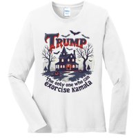 Trump Exorcise Kamala Funny Political Halloween Ladies Long Sleeve Shirt