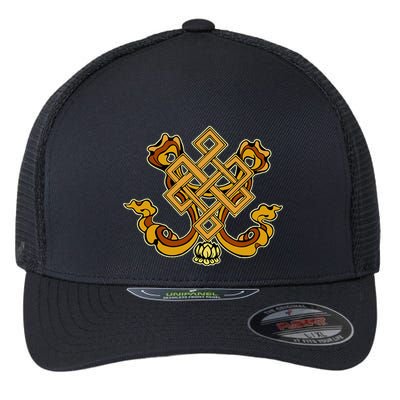 Traditional Endless Knot Symbol Buddhist Eight Fold Path Flexfit Unipanel Trucker Cap