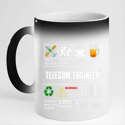 Telecom Engineer Label Skills Solving Coffee Beer 11oz Black Color Changing Mug