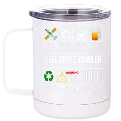 Telecom Engineer Label Skills Solving Coffee Beer 12 oz Stainless Steel Tumbler Cup