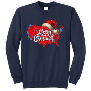 Trump Election Map Merry Christmas Holiday Santa Hat Xmas Sweatshirt