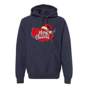 Trump Election Map Merry Christmas Holiday Santa Hat Xmas Premium Hoodie