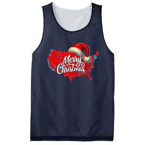 Trump Election Map Merry Christmas Holiday Santa Hat Xmas Mesh Reversible Basketball Jersey Tank