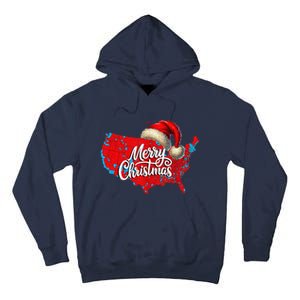 Trump Election Map Merry Christmas Holiday Santa Hat Xmas Tall Hoodie